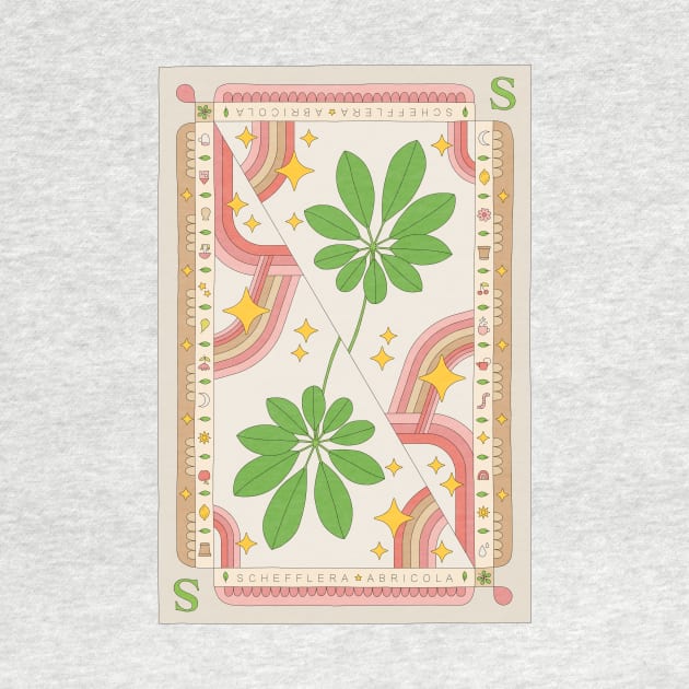 Schefflera Abricola Umbrella Plant Illustration with Playing Card Design for Plant Mom Plant Daddy by annagrunduls